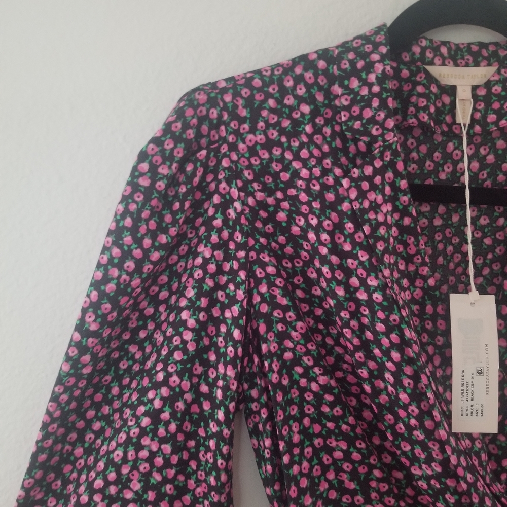 Nwt Rebecca Taylor Midi wrap floral dress 0 - Picture 5 of 11